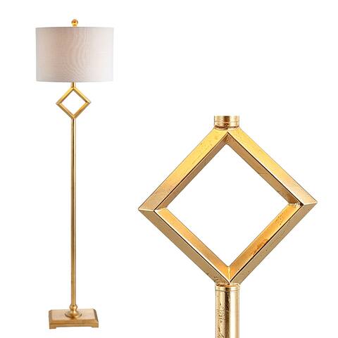 Miami 62.5" Metal LED Floor Lamp, Gold Leaf by JONATHAN Y - Gold Leaf - 62.5" H x 15" W x 15" D