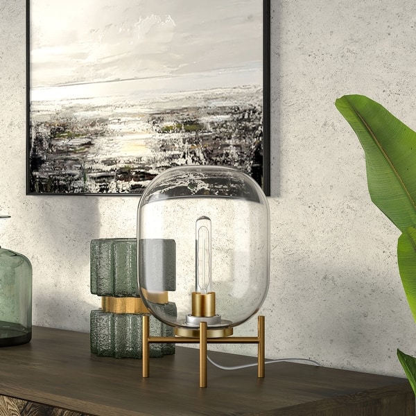 slide 2 of 54, Carson Carrington Sagen Glass and Brass Table Lamp Brass