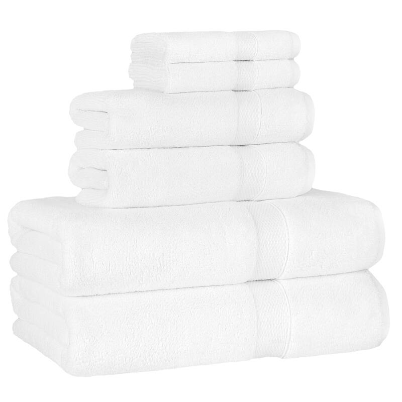 Authentic Hotel and Spa 100% Turkish Cotton Anovia Oversized Towel Set - With Oversized Bath Towel, Hand Towel, and Washcloth - 6 Piece Set