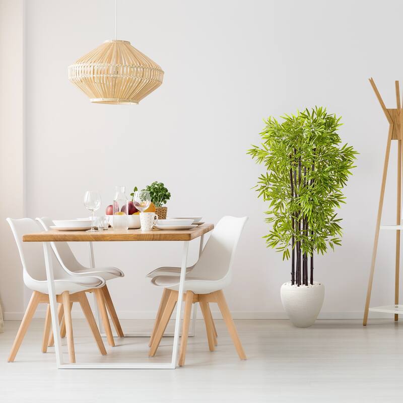 Artificial Bamboo Tree 5ft Indoor Outdoor Decorative Plant with Planter - Green - 61 Inches and Over