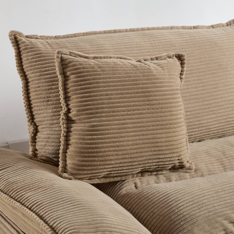 Corduroy Couch Loveseat Sofa with Pillows,Comfy Upholstered Deep Seat Sofa for Bedroom,Living Room,Office