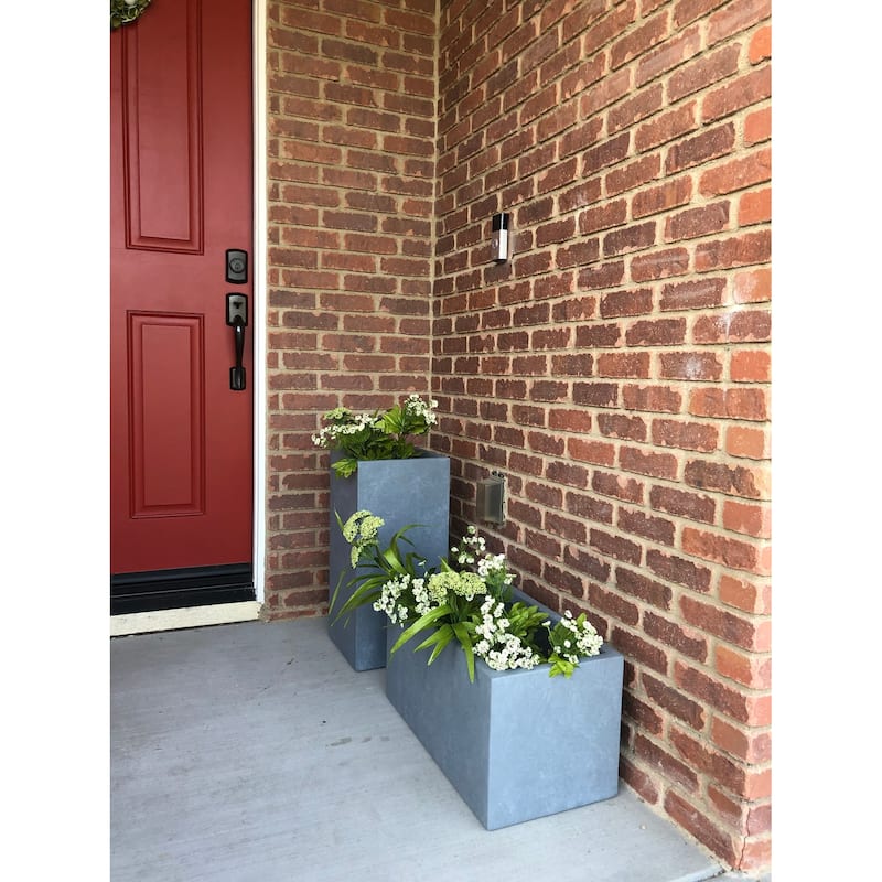 Durx-litecrete Lightweight Concrete Modern Long Cement Color Low Planter-Small - 23.2'x11.8'x12'