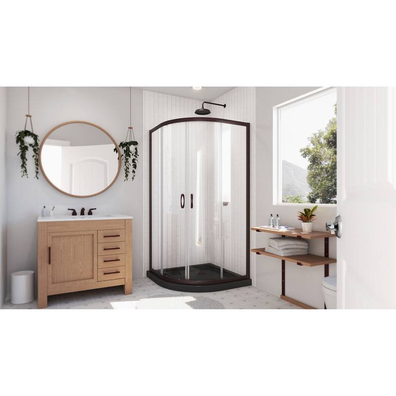 DreamLine Prime 38 in. x 38 in. x 74 3/4 in. Sliding Shower Enclosure and Shower Base Kit - 38" x 38"