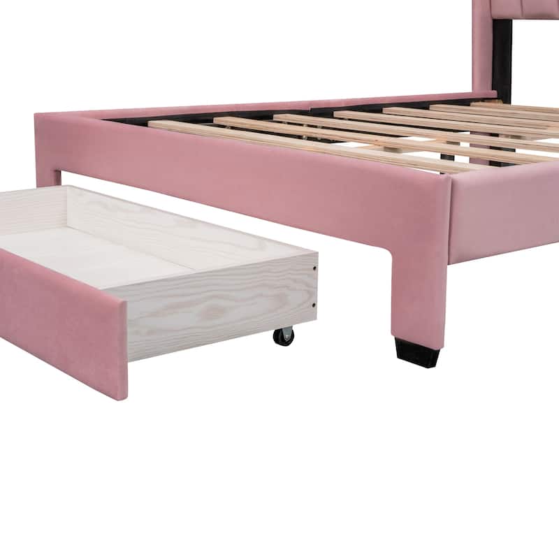 Upholstered Bed Frame with LED Lights