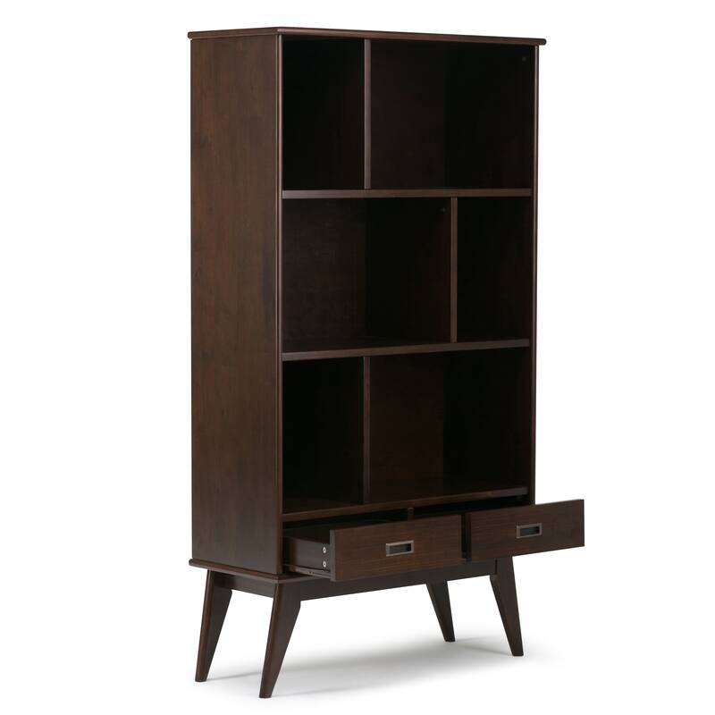 WYNDENHALL Tierney SOLID HARDWOOD 64x35 inch Modern Wide Bookcase and Storage Unit - 35"w x 14"d x 64" h