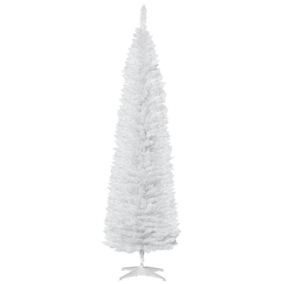 HOMCOM 7' Hinged Noble Fir Unlit Slim Christmas Tree with Stand - N/A
