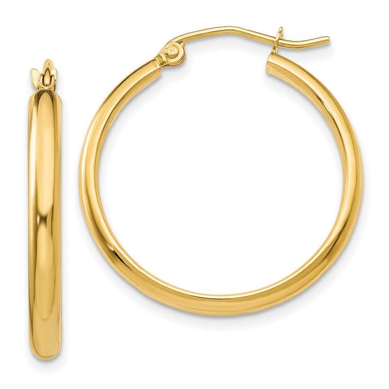 Curata 14k Yellow Gold Polished Hoop Earrings - 2.75x26mm