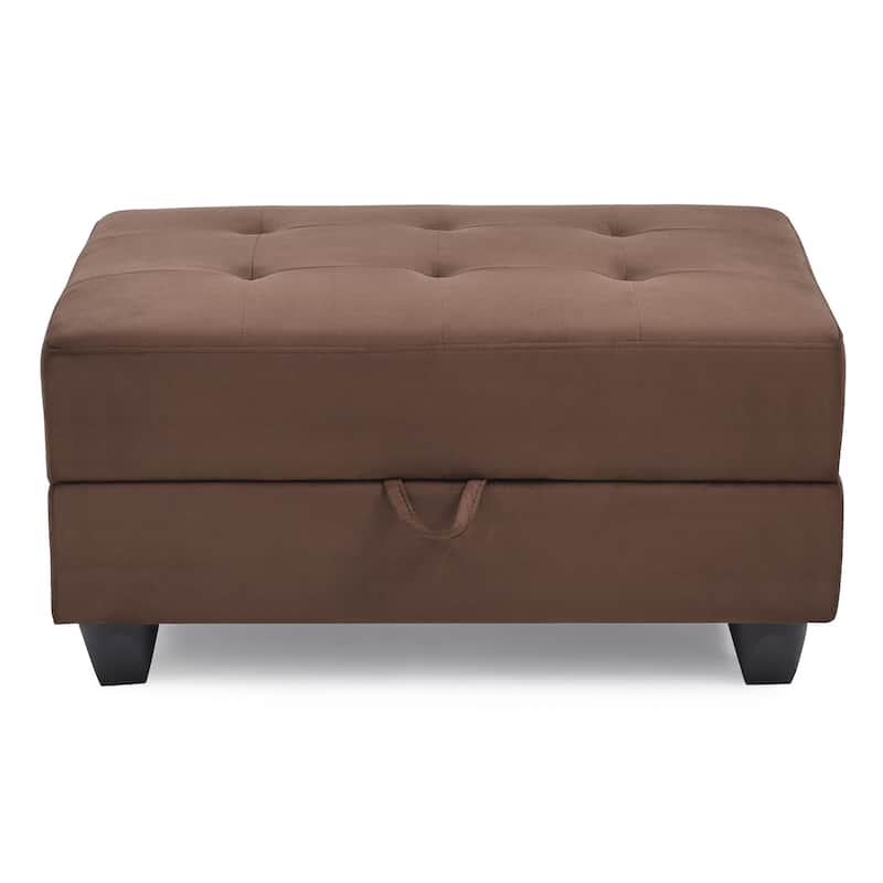 Tufted Upholstered Storage Ottoman - 37" - Dark Brown