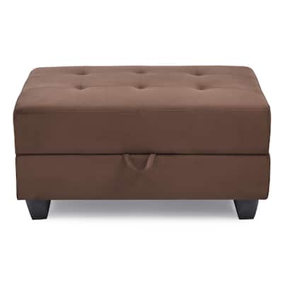 Tufted Upholstered Storage Ottoman - 37" - Dark Brown