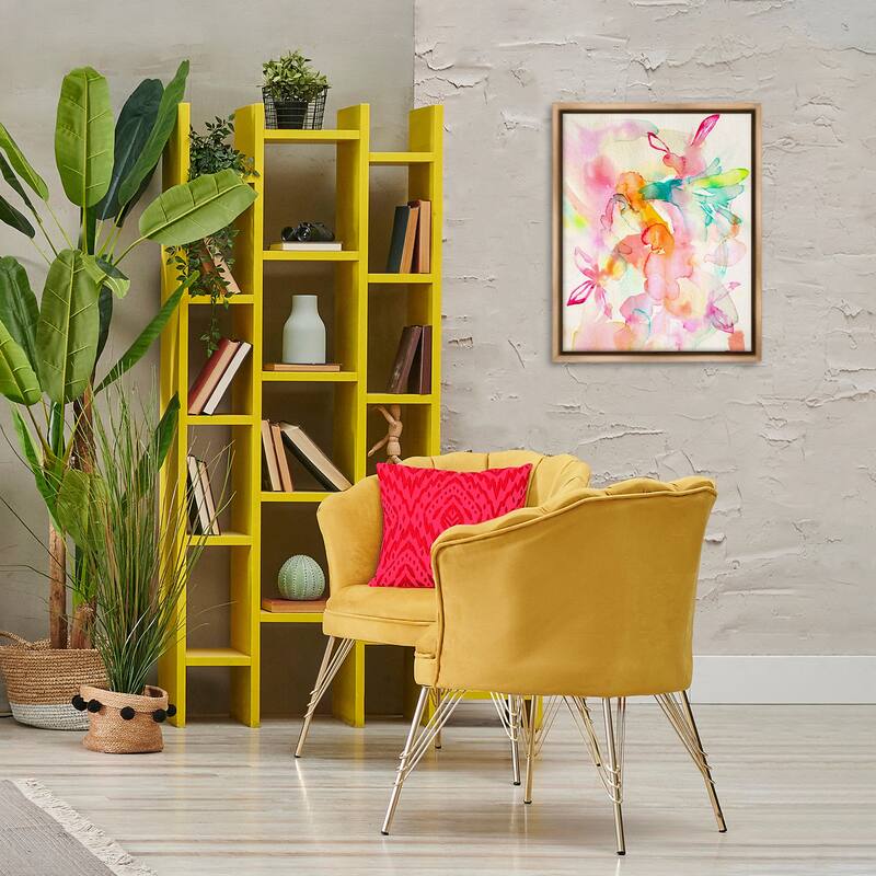 Stupell Abstract Watery Island Flowers Framed Floater Canvas Wall Art Design By Gemma Bardot