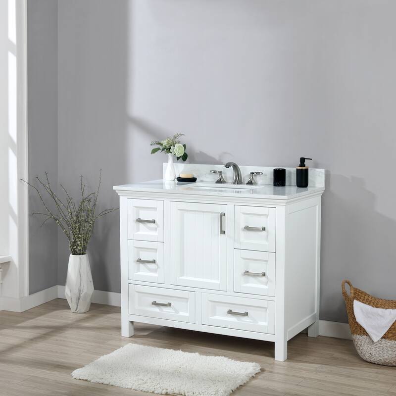 Altair Isla Single Bathroom Vanity Set and Aosta White Countertop without Mirror