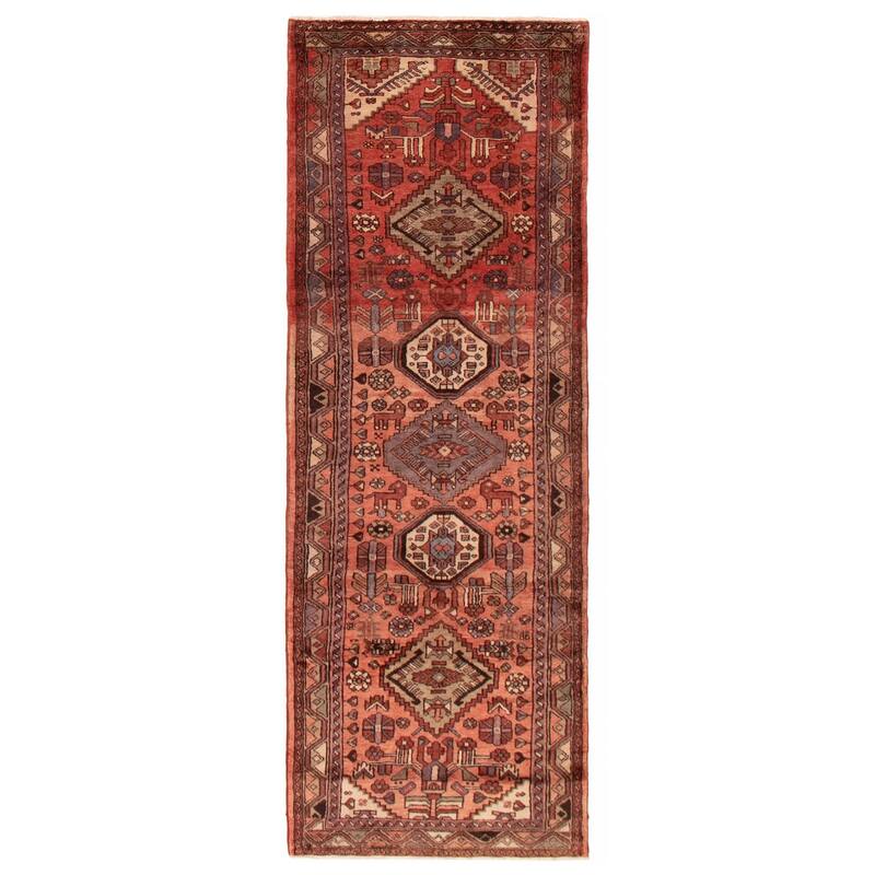 ECARPETGALLERY Hand-knotted Anadol Red Wool Rug - 3'7 x 9'9 - Light Red - 3'7 x 9'9