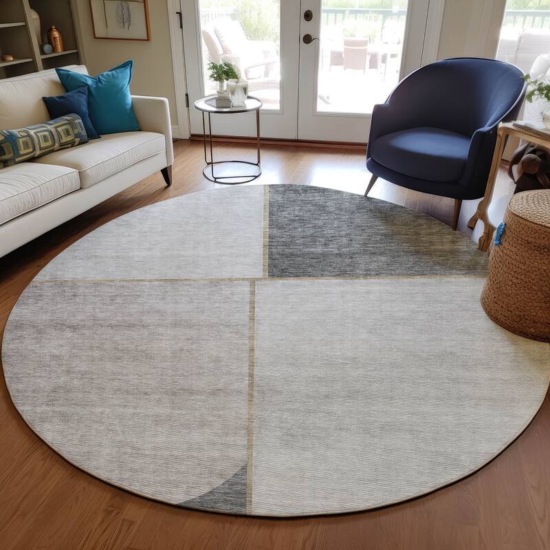 Machine Washable Indoor/ Outdoor Chantille Simple Modern Rug - Taupe - 8' x 8'