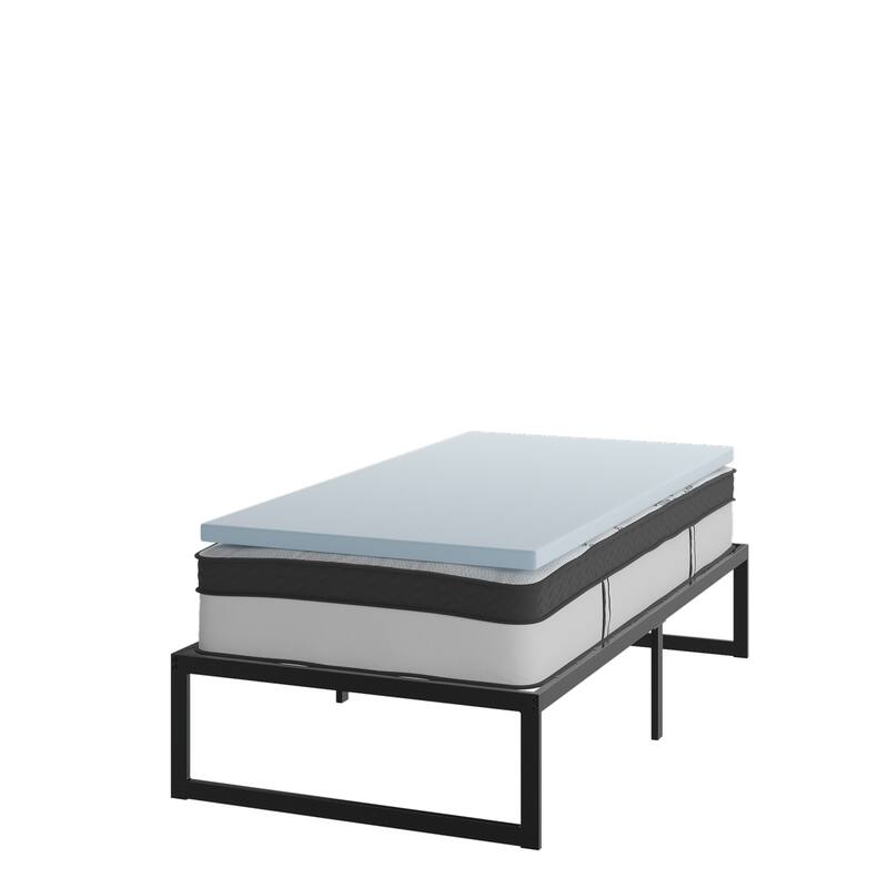 Platform Bed Frame; Pocket Spring Mattress & Memory Foam Topper