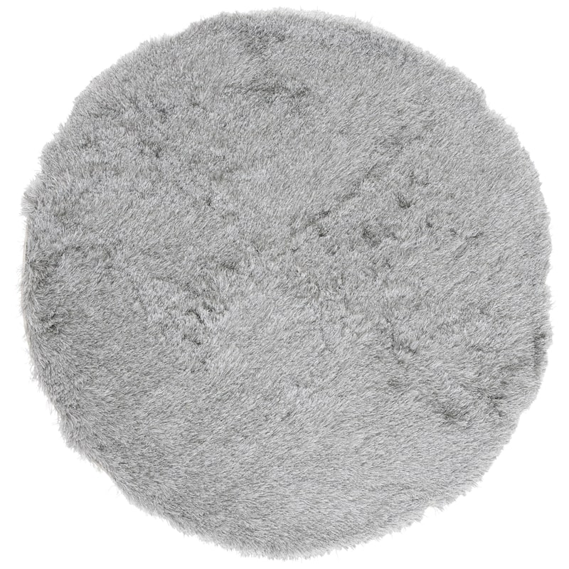 SAFAVIEH Handmade Paris Shag Danara 2.5-inch Thick Rug - Silver - 5' Round