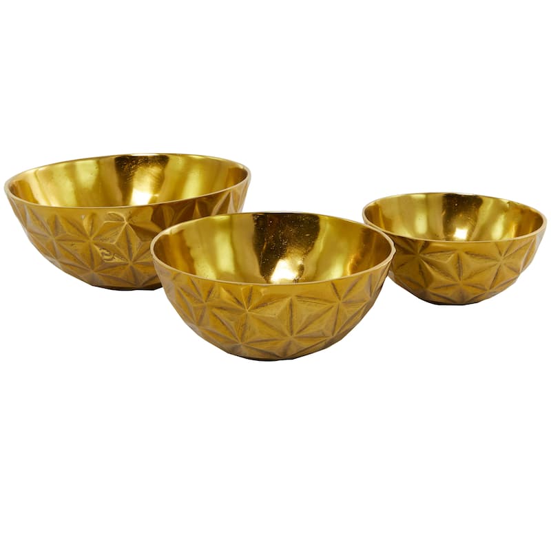 Aluminum Faceted Decorative Bowl (Set of 3) - S/3 14", 12", 10"W