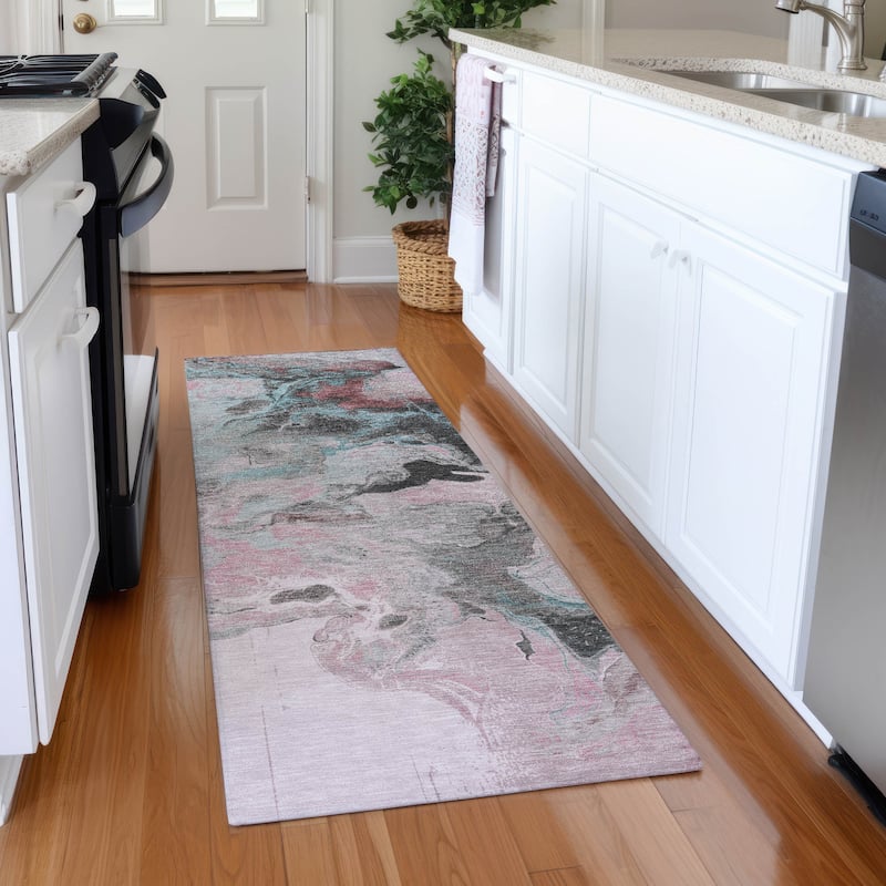 Premium Washable Super Soft Modern Glam Mayfield Rug - Pink - 2'3" x 7'6"
