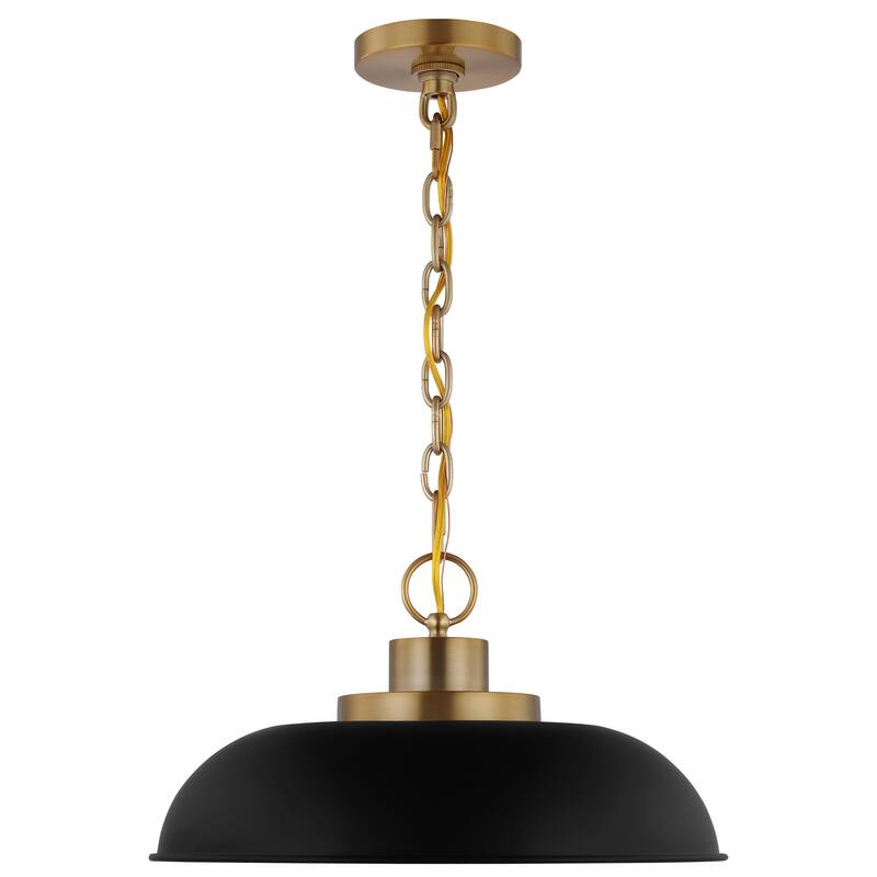 Colony 1 Light Small Pendant Matte Black with Burnished Brass