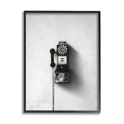 Stupell Vintage Fashion Dial Phone Glam Pop Black White Framed Wall Art