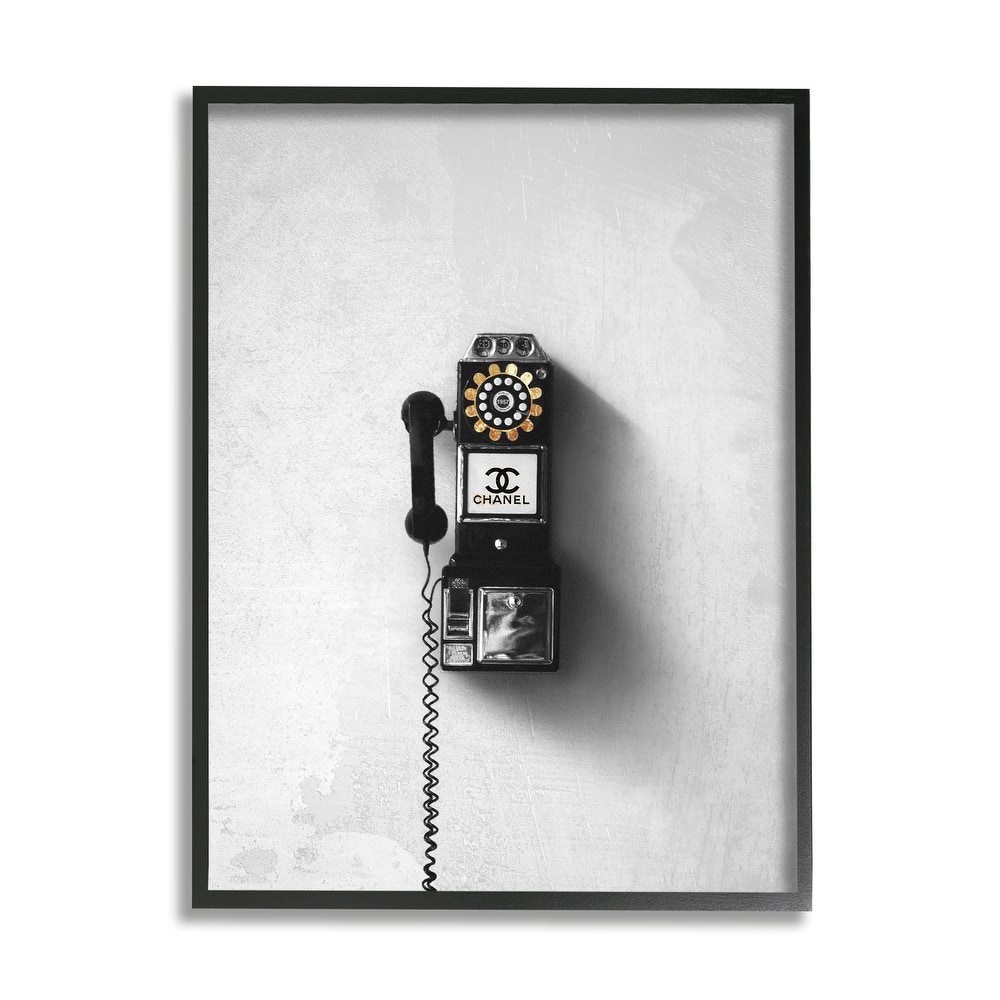 Stupell Vintage Fashion Dial Phone Glam Pop Black White Framed Wall Art