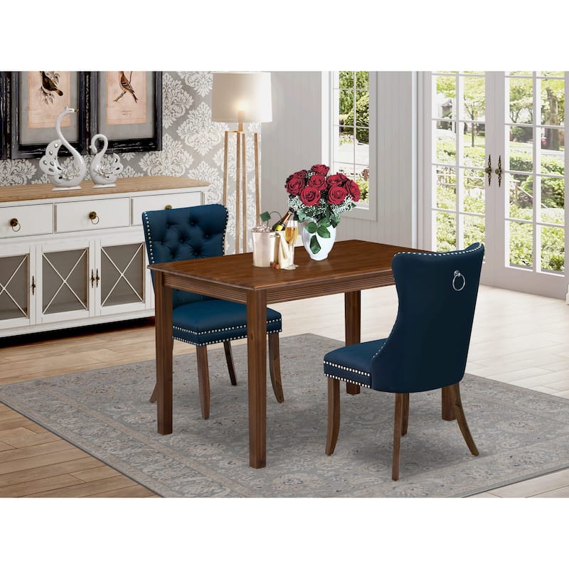 East West Furniture Dining Table Set Includes a Rectangle Kitchen Table and Padded Chairs, Antique Walnut(Pieces Options) - YADA3-AWA-29