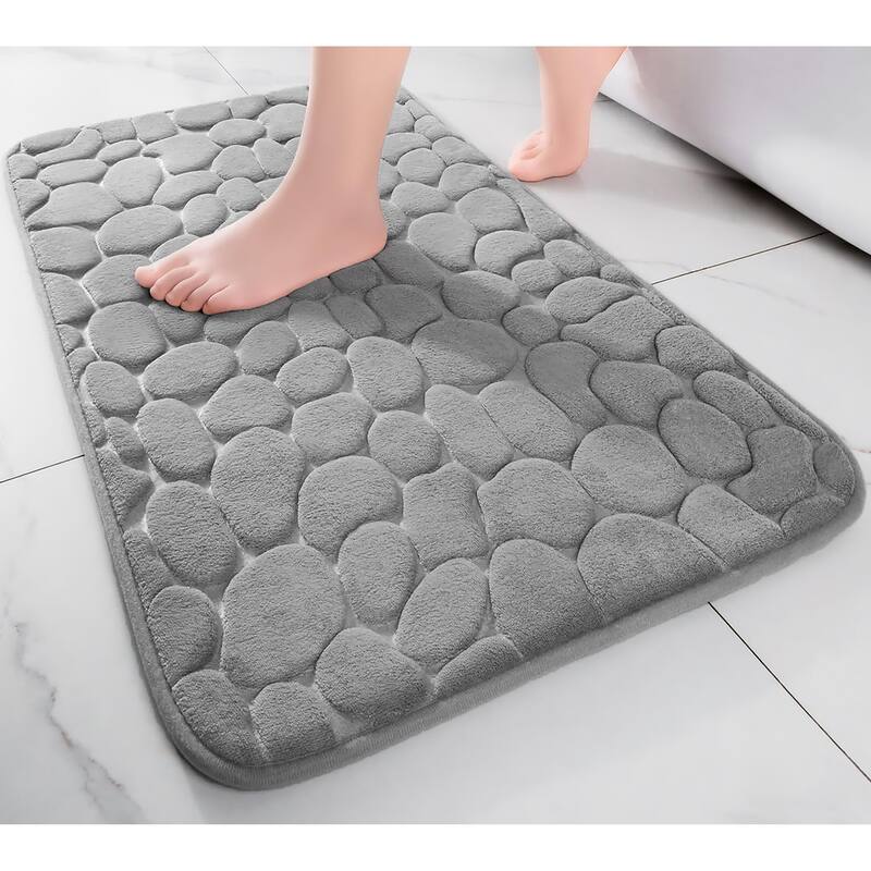 3 Piece Grey Ultra Soft Thick Memory Foam Non-Slip Absorbent Bathroom Bath Mat Set