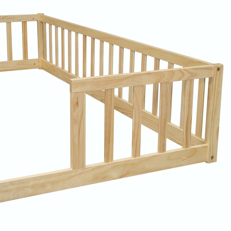 Double Twin Floor Bed with Fence