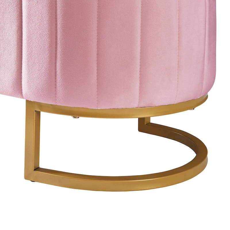 Elegant Upholstered Velvet Storage Ottoman with Button-Tufted,Storage Bench with Metal Legs for Bedroom,Living Room