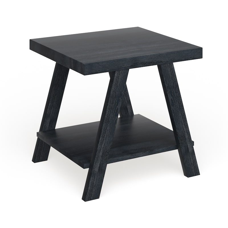 The Gray Barn Cedar Ridge Contemporary Replicated Wood Shelf End Table - Black
