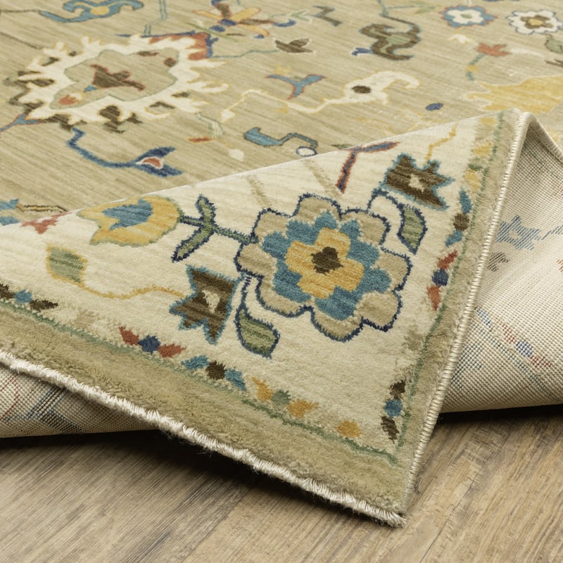 Style Haven Federica Bohemian Oriental Beige/ Multi Fringe Edge Area Rug.