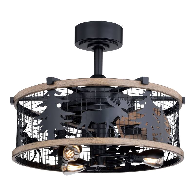 Kodiak 21" Rustic Cage Ceiling Fan with Light Kit and Remote
