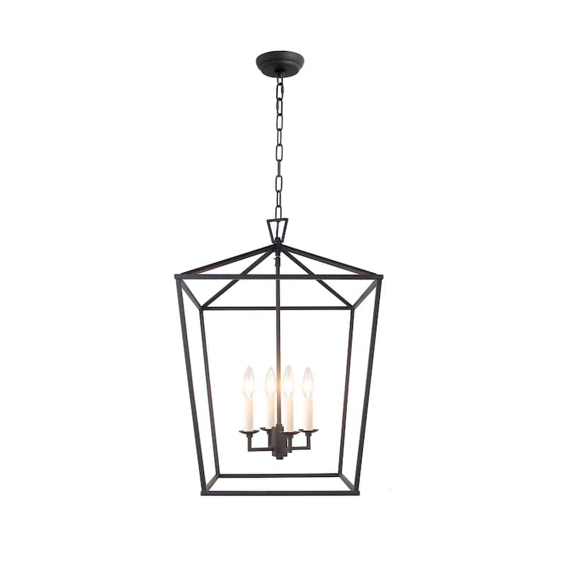 4 Light Caged Chandelier in Antique Metal Finish - Antique Metal Finish