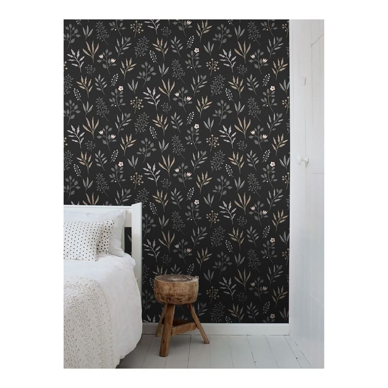 ESTA Home Cynara Charcoal Scandinavian Floral Wallpaper - 20.9 x 396 x 0.025