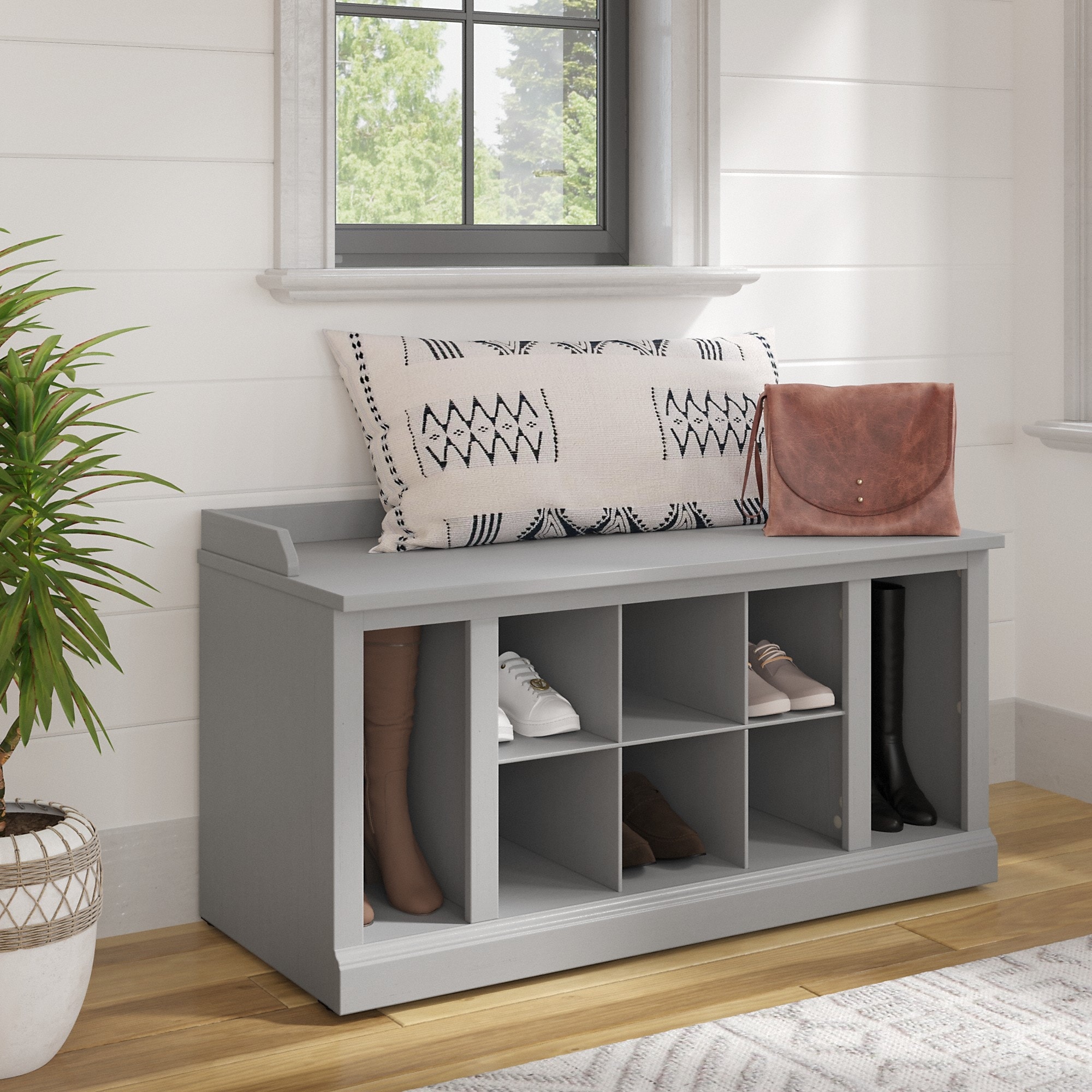 Woodland 40W Shoe Storage Bench with Shelves by Bush Furniture