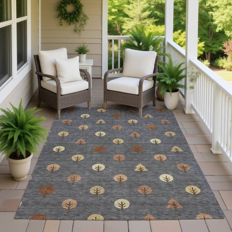 Machine Washable Indoor/ Outdoor Modern Mulvane Chantille Rug