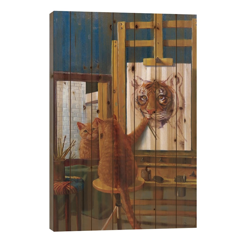 Norman Catwell Print On Wood by Lucia Heffernan - Multi-Color