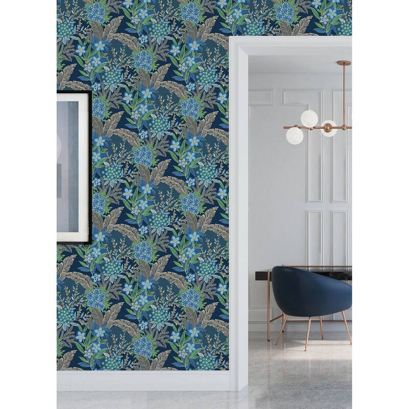 RuPaul RuJardin Azure Blue Peel and Stick Wallpaper