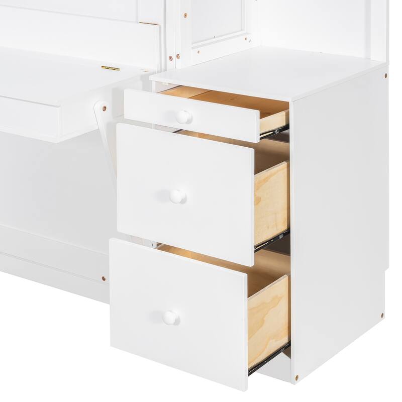 All-in-One Queen Murphy Bed with Desk, Light and Srorage Wall by Harper&Bright Designs