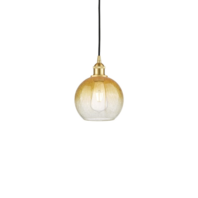 Innovations Lighting 616-1P-11-8 Brookhaven Globe Pendant Brookhaven - Satin Gold / Amber