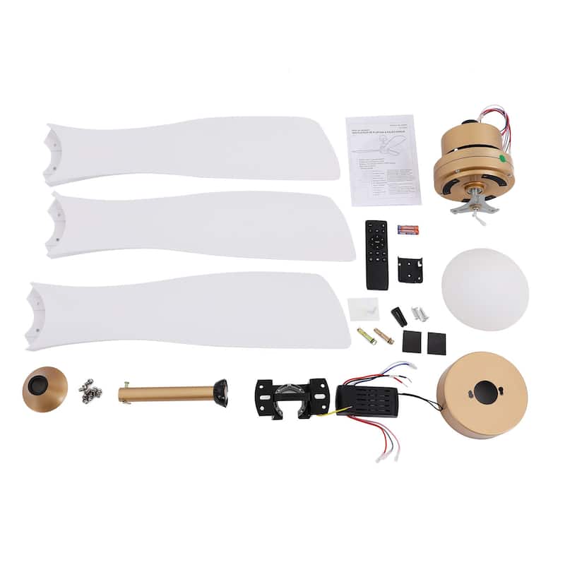 47In Modern 3-Blade 6-Speed Propeller Ceiling Fan Light with Remote