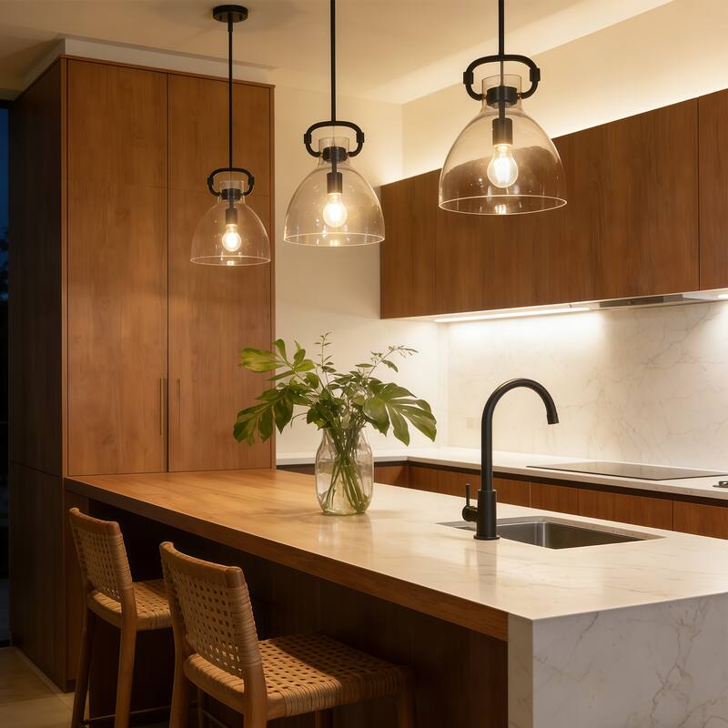 Starsky 1-Light Industrial Pendant With Glass Shade