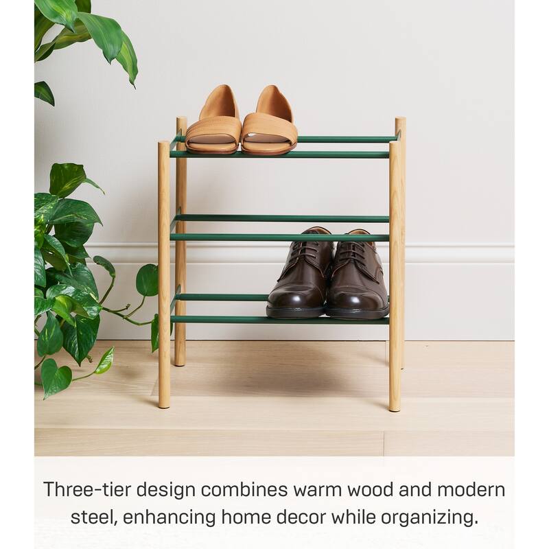 Yamazaki Home Expandable Shoe Rack, Steel, Holds 12 to 16 shoes, Holds 19.8 lbs, Expandable