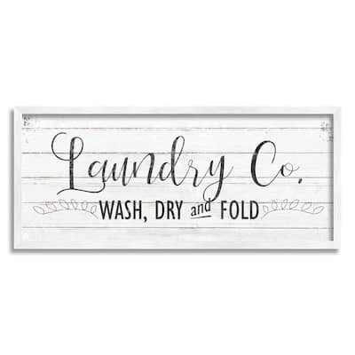 Laundry Wash Dry Bathroom Black And White Word Design Framed Wall Art