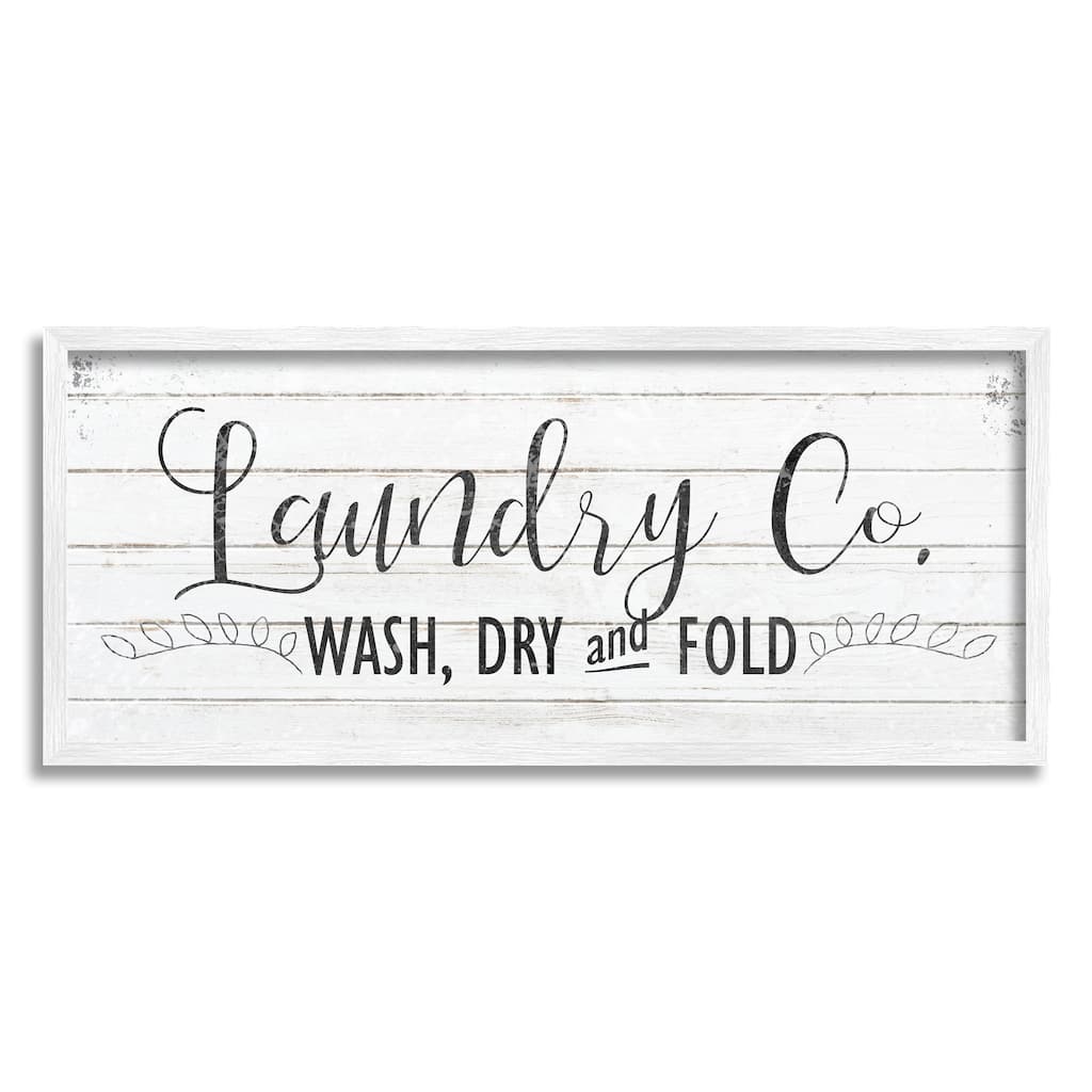 Laundry Wash Dry Bathroom Black And White Word Design Framed Wall Art