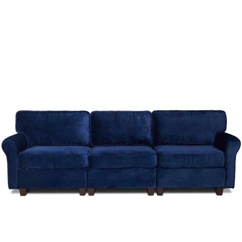 94.49" Corduroy Fabric 3-Seater Sectional Sofa