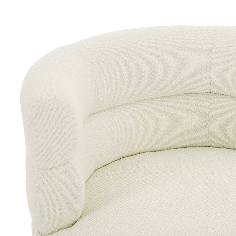 Contemporary 360° Swivel Chair, Boucle Swivel Accent Chair, Ideal for Living Room, Bedroom & Home Office, Cream White