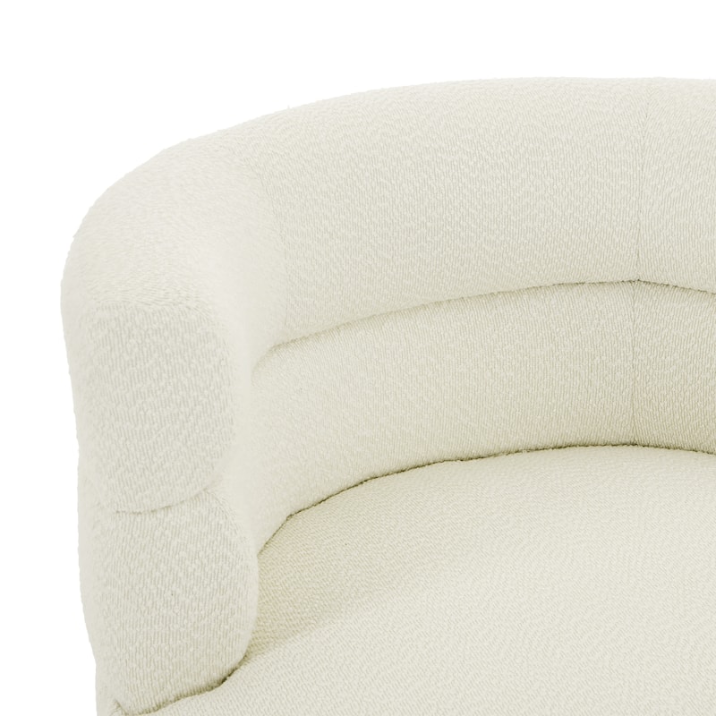 Roomfitters Contemporary 360° Swivel Barrel Chair, Premium Boucle Upholstered Accent Lounge Chair with 330 lbs, Cream White