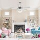 preview thumbnail 10 of 11, Chrome/ Crystal 4-light Chandelier/ Ceiling Fan with Remote