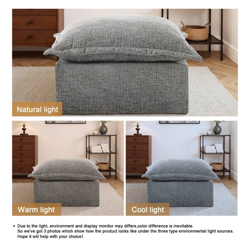 Comfy Cloud Chenille Upholstered Modular Sectional Ottoman