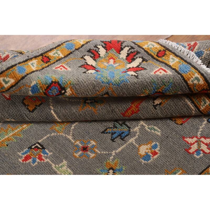 All-Over Gray Oushak Oriental Accent Rug Handmade Wool Carpet - 3'4" x 5'2"
